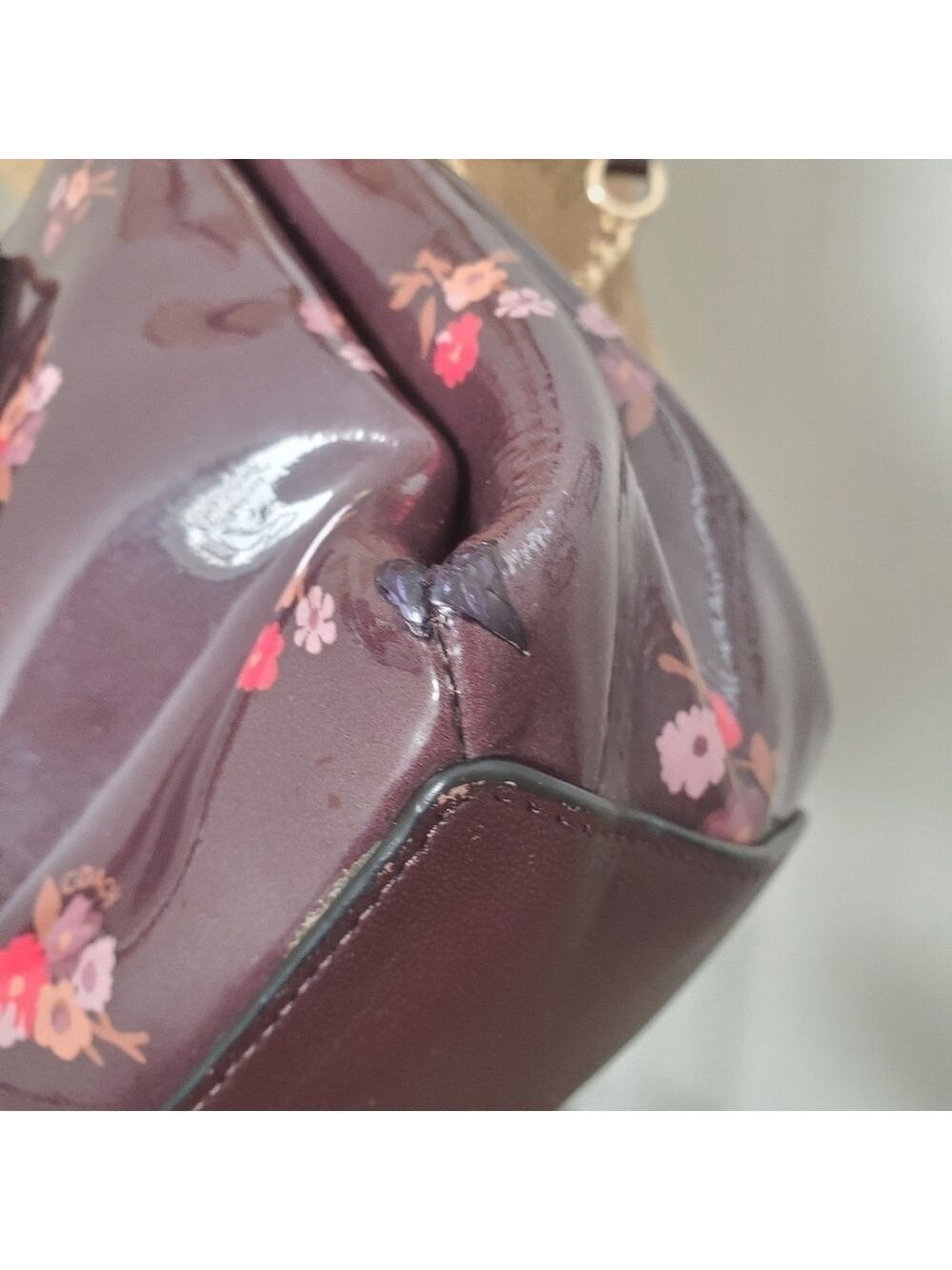COACH Sage Carryall Oxblood Maroon Bouquet Print Small Handbag Purse - Picture 11 of 15